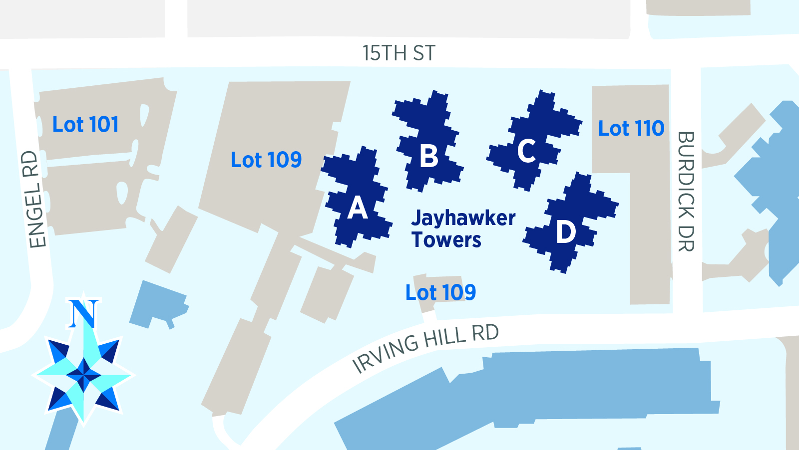 Jayhawker Towers Name Map