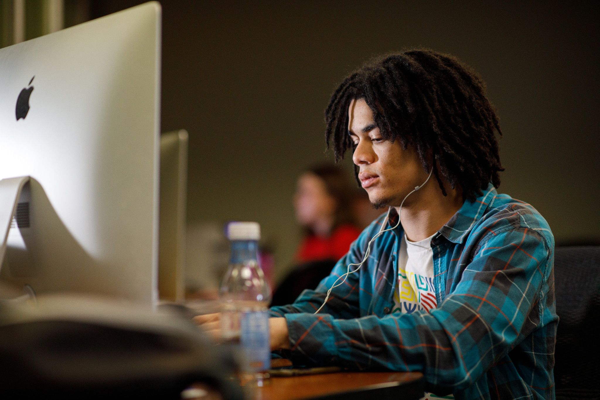 Student working on a computer