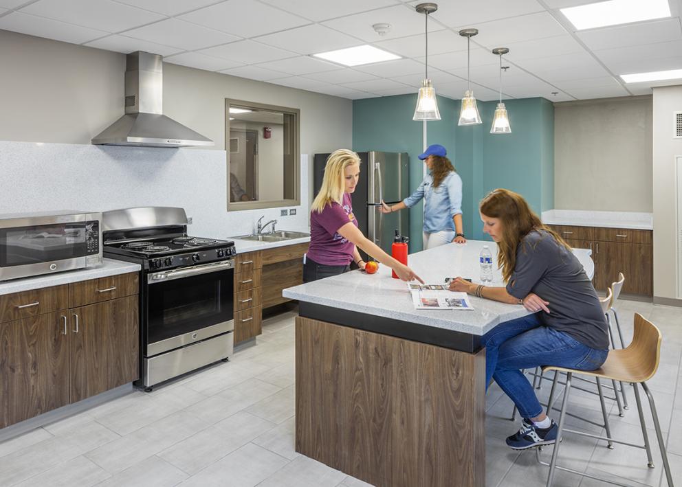 Beautiful new kitchen for residents to use for special events.