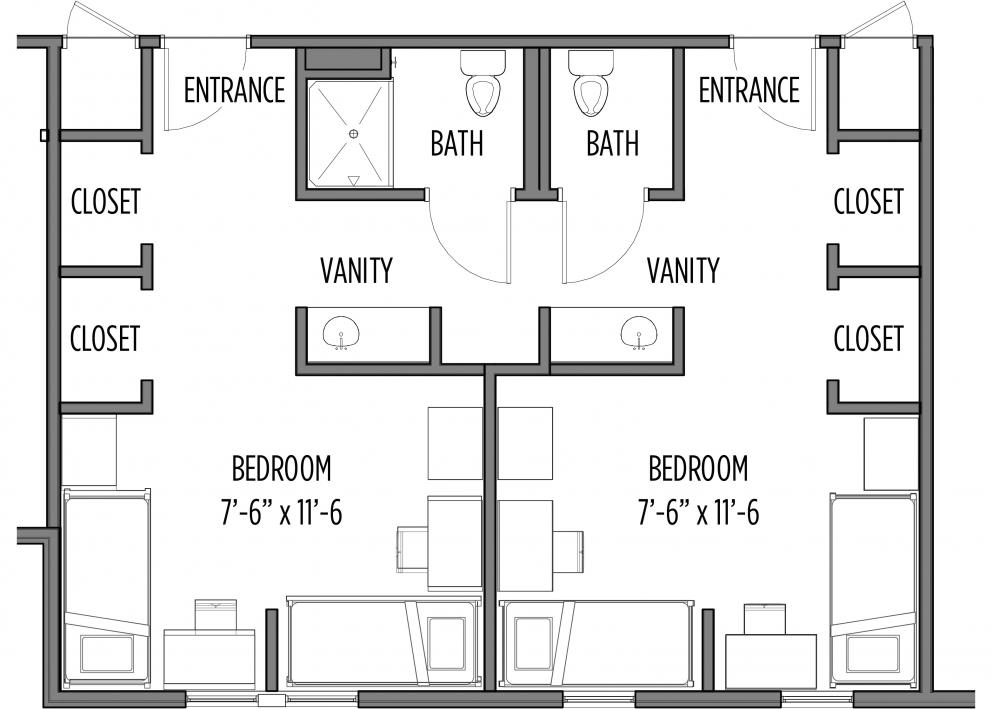 Downs 4-Person 2-Bath Shared Bedrooms