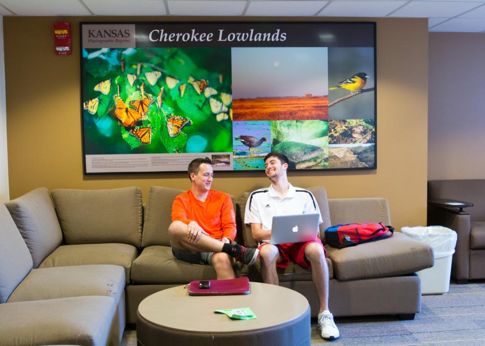 Each floor lobby features a different Kansas physiographic region