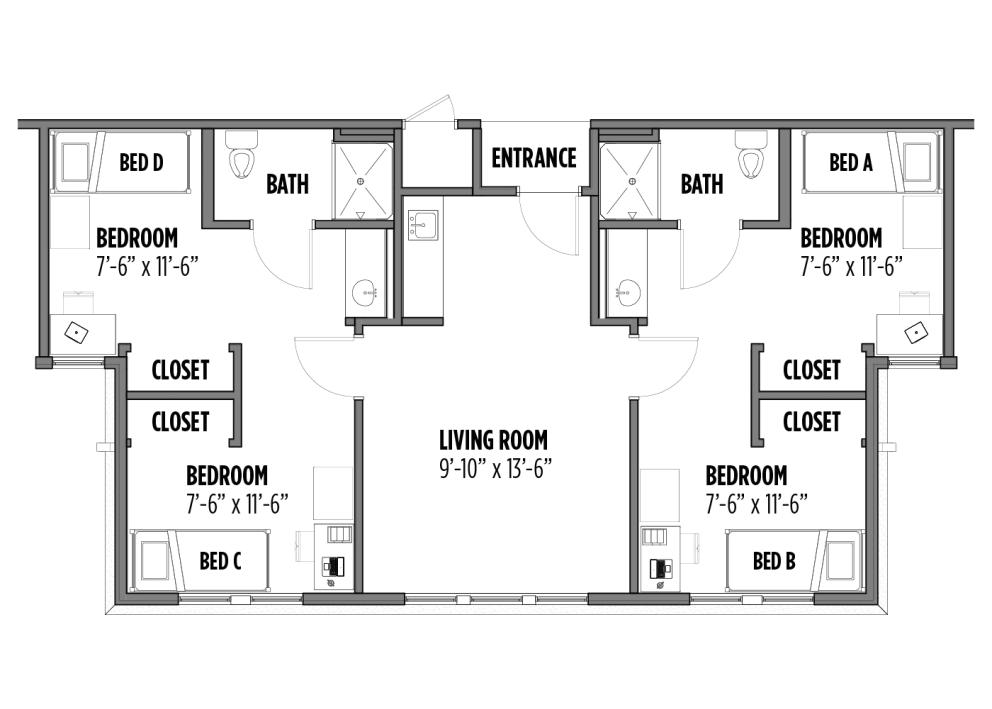 Downs 4-person 2-bath suite