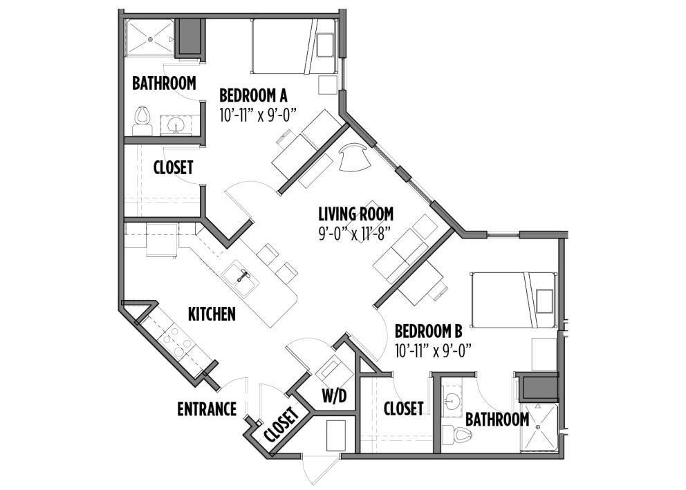 Stouffer Place 2-Person Corner Apartment