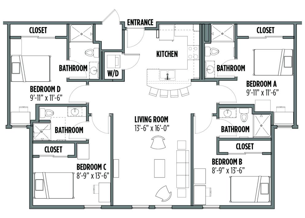 Stouffer Place 4-Person Apartment