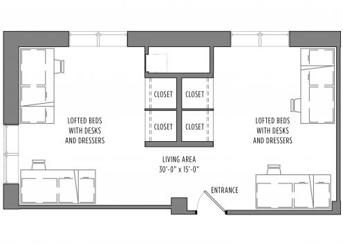 Corbin 4-Person room floorplan 1