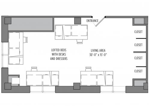 Corbin 4-Person room floorplan 2