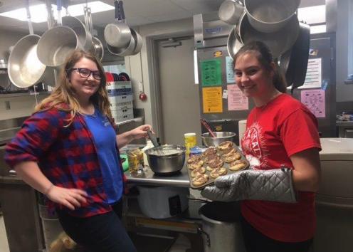 Douthart Hall residents baking cupcakes