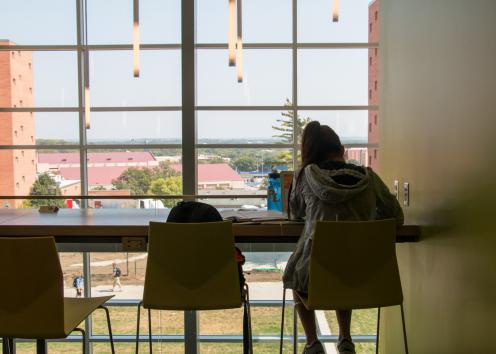 Study area overlooks the signature quadrangle formed by the five residence halls
