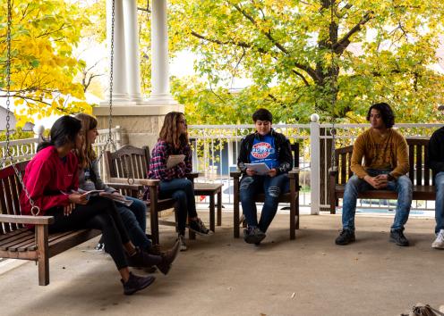 The beautiful expansive porch at Rieger.