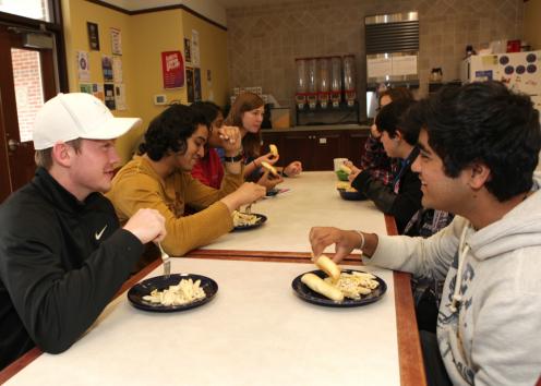 Dining together for lunch at Rieger Hall.