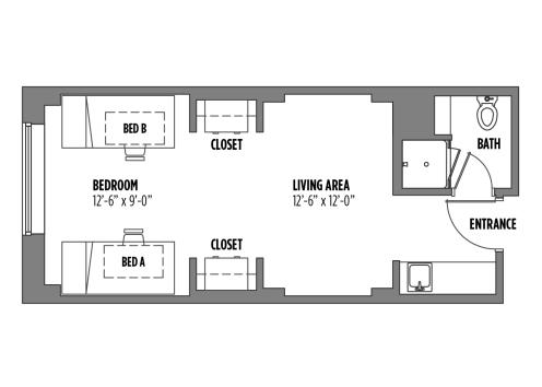 Ellsworth 2-person studio with bath