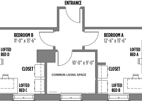 GSP 4 person split room floor plan
